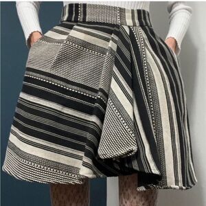 Marissa Webb Black and Cream Striped Women's Skirt, US2